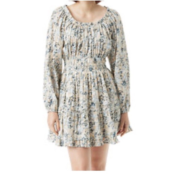 Sam Edelman Bailey Scoop Neck Tiered Ruffle Dress Arctic Wolf Flower Field XL - Picture 1 of 16